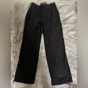 Wide Leg Linen Blend Trousers